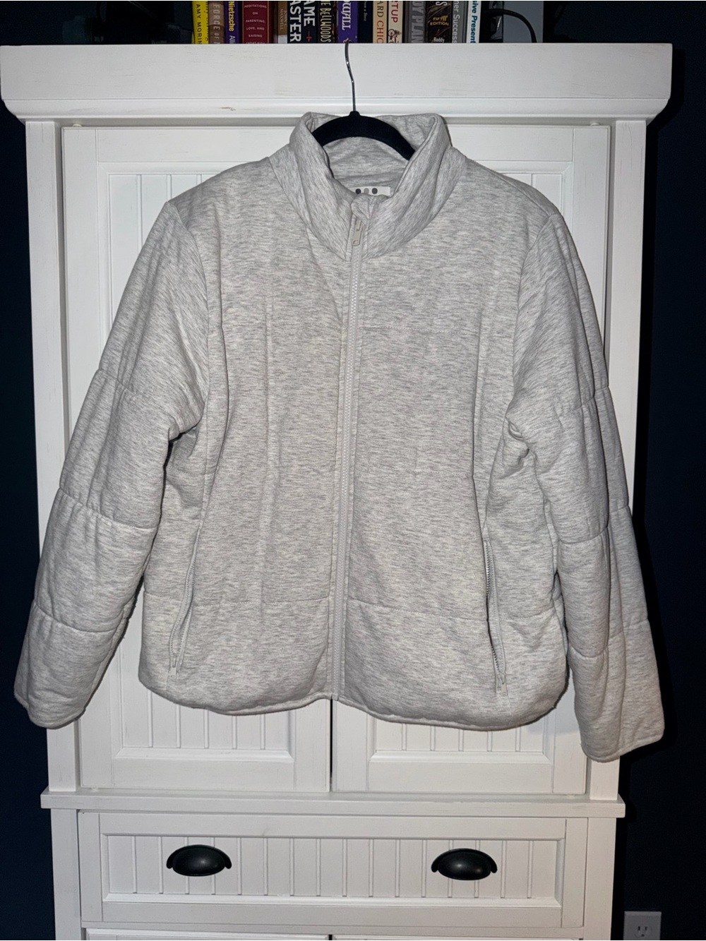 Light Gray Womens Quilted Zip-Up Jacket